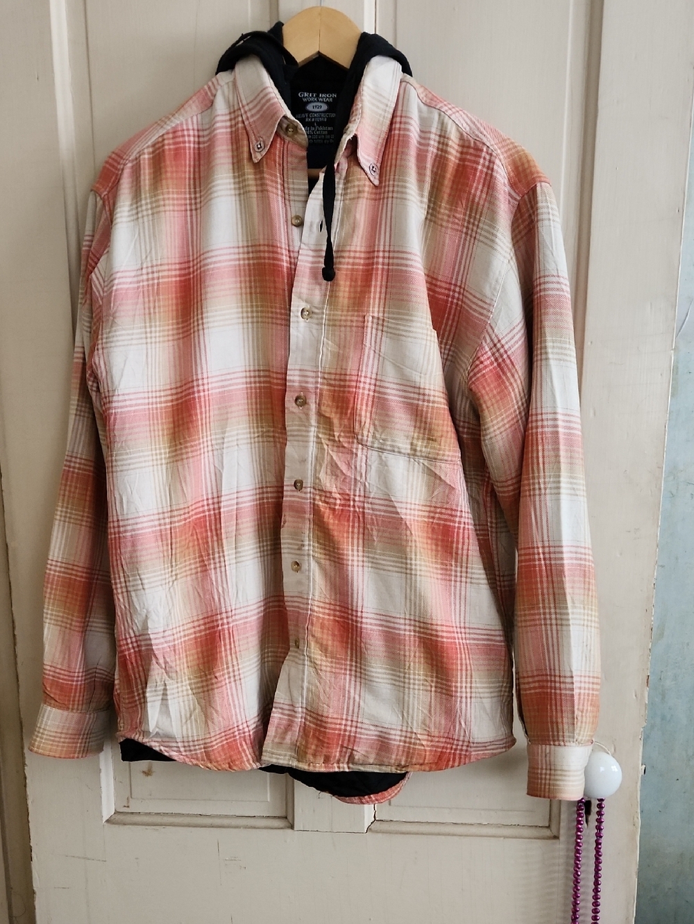G.H. Bass & Co. Men’s Lightweight Plaid Shirt Jacket in Coral Beige